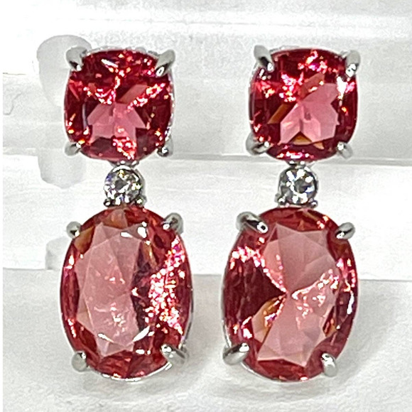 NEW Earrings Cranberry Red 1" Drop Dangle Pierced Stud Post Jewelry m - Picture 1 of 4